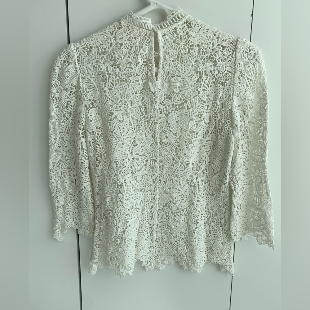 Rebecca Taylor Cream Lace Blouse Size 0 - Picture 7 of 7
